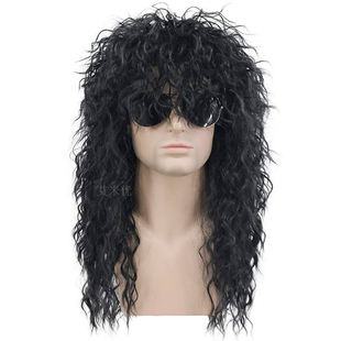 欧美男士假发80s朋克长卷发万圣节头饰摇滚假发头套复古凌乱假发