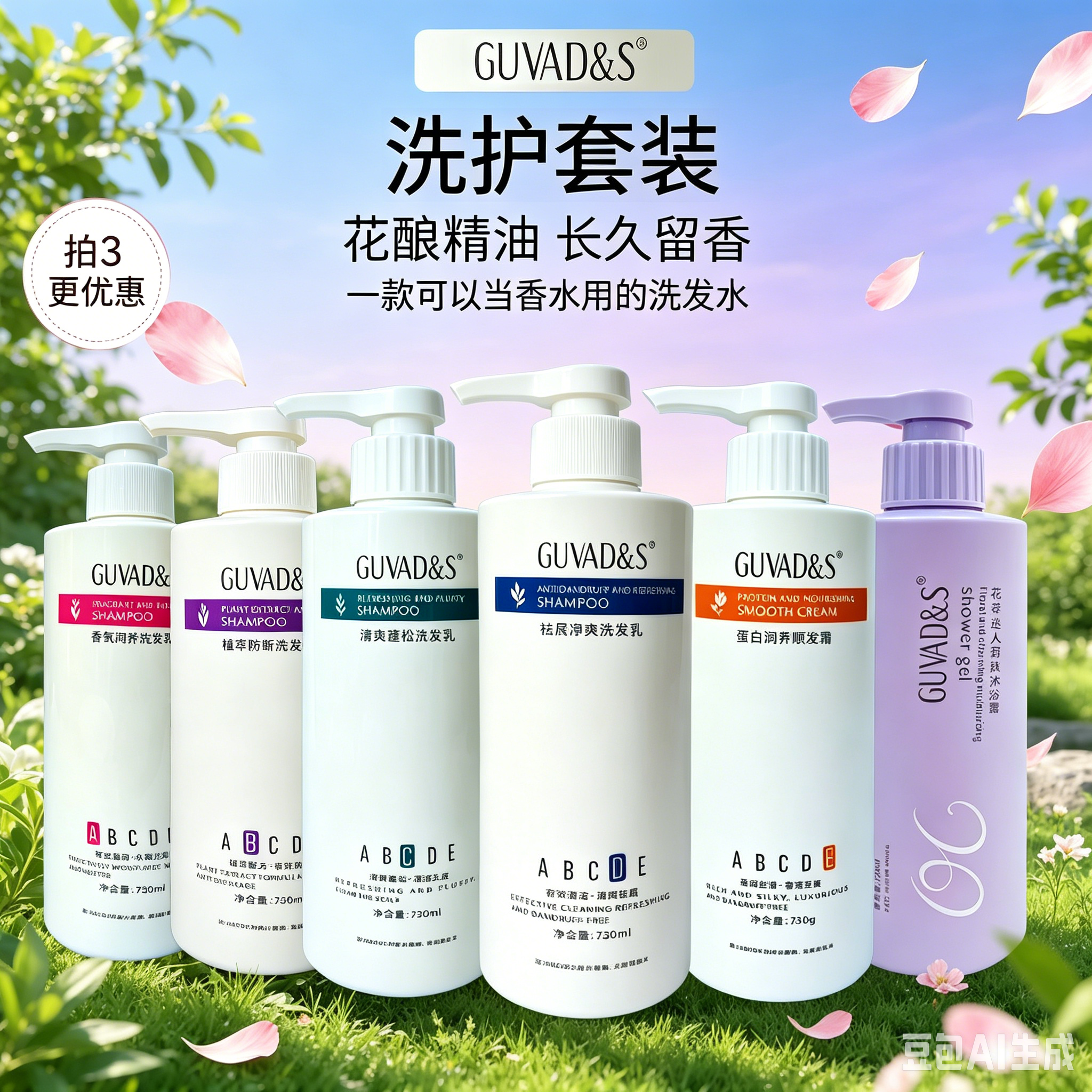 古梵迪香氛陶醉氨基酸控油洗发乳温和清洁头皮清爽蓬松去屑大容量