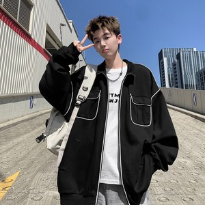 港风2025男款大码百搭外套宽松开衫卫衣可二开6653P68控98