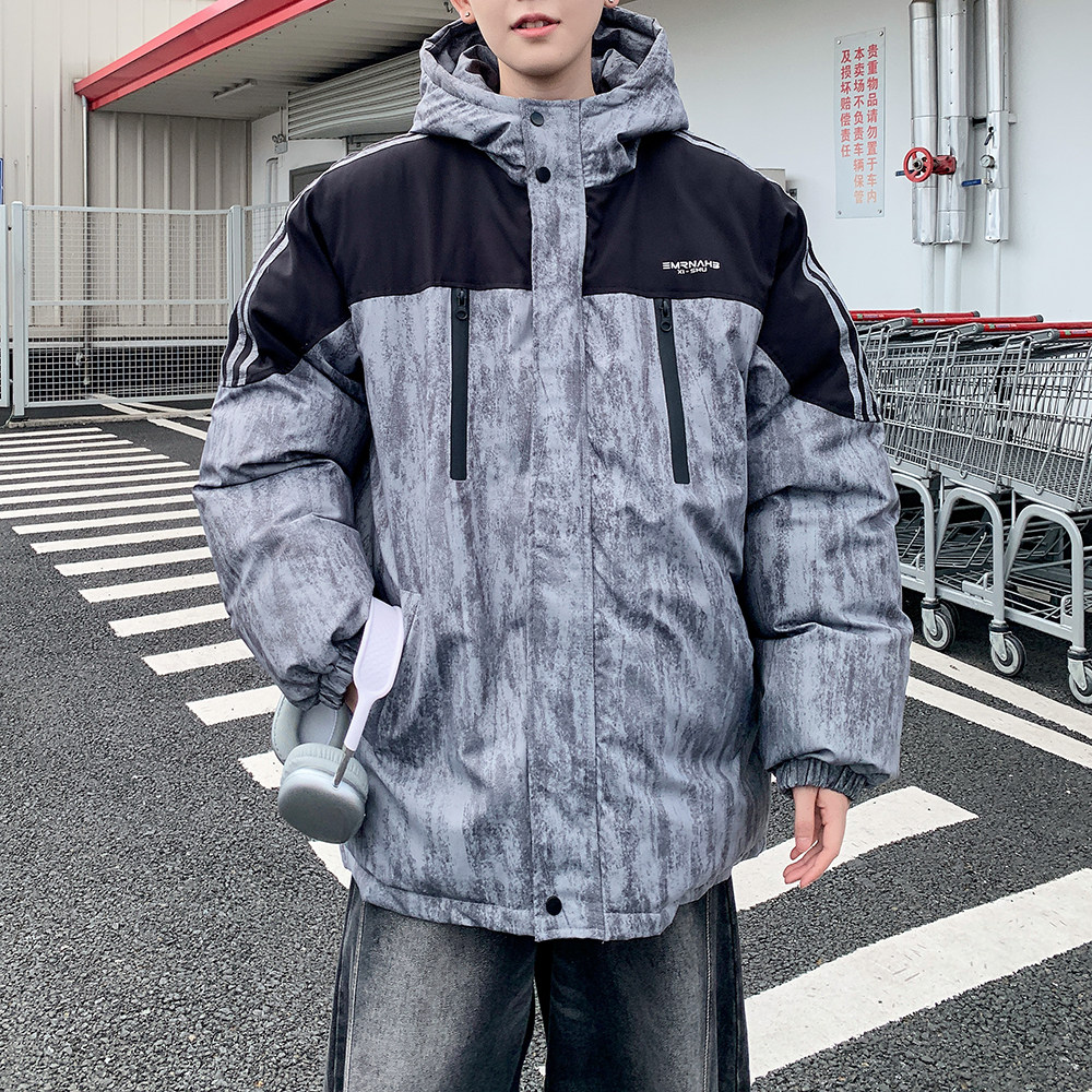 港风新款大码连帽棉衣潮男休闲加厚棉服潮牌外套6678P118控168,男装棉衣,电商A034