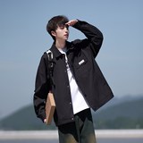 相机纯色翻领夹克青年港风棒球服外套男款学院风2895P65控98，男装夹克，电商A034