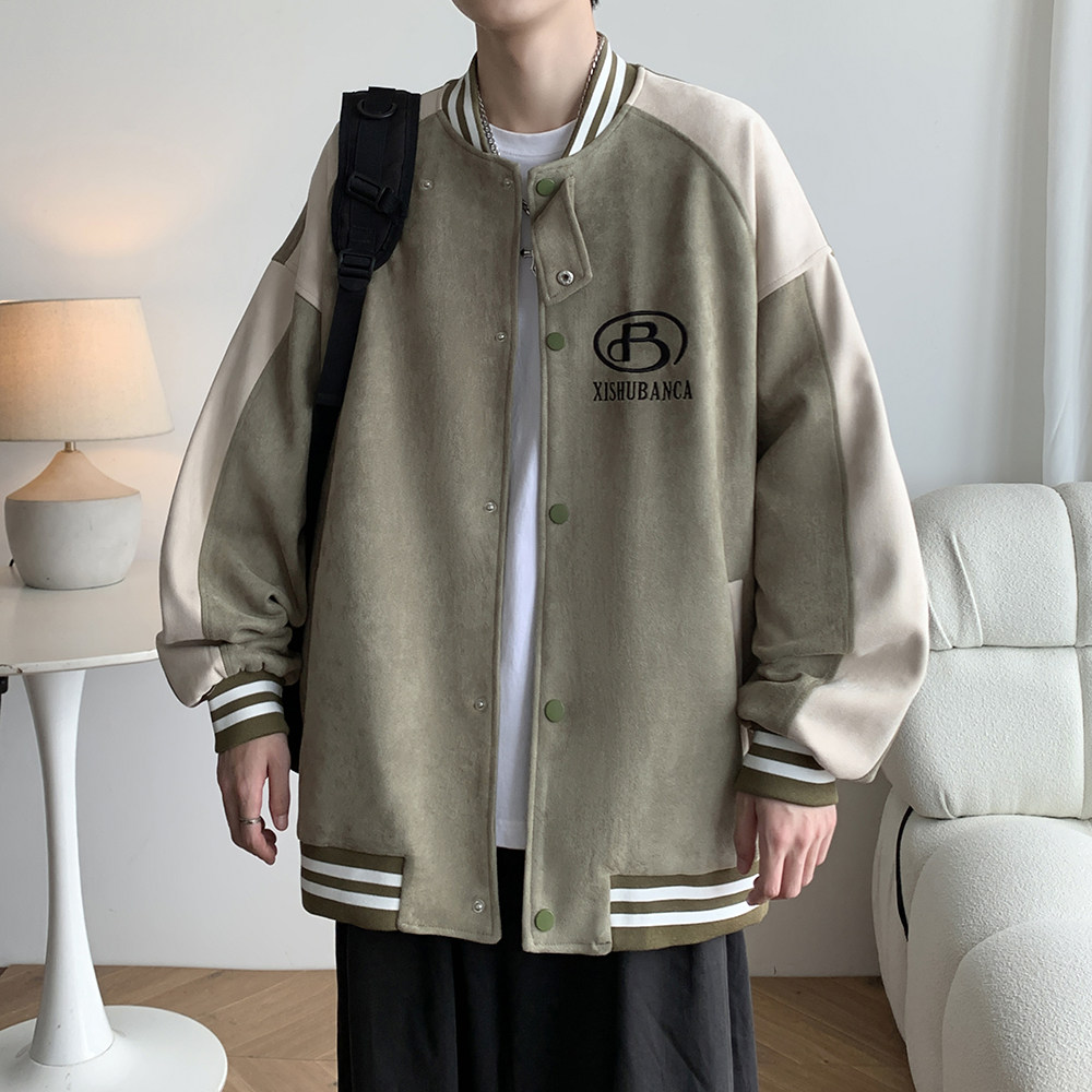 青年港风夹克少年感宽松休闲拼接棒球服百搭外套男 2869 P88控118图片