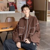 港风内景男款青年大码百搭外套宽松卫衣二开6653P68控98，女装短外套，电商A034