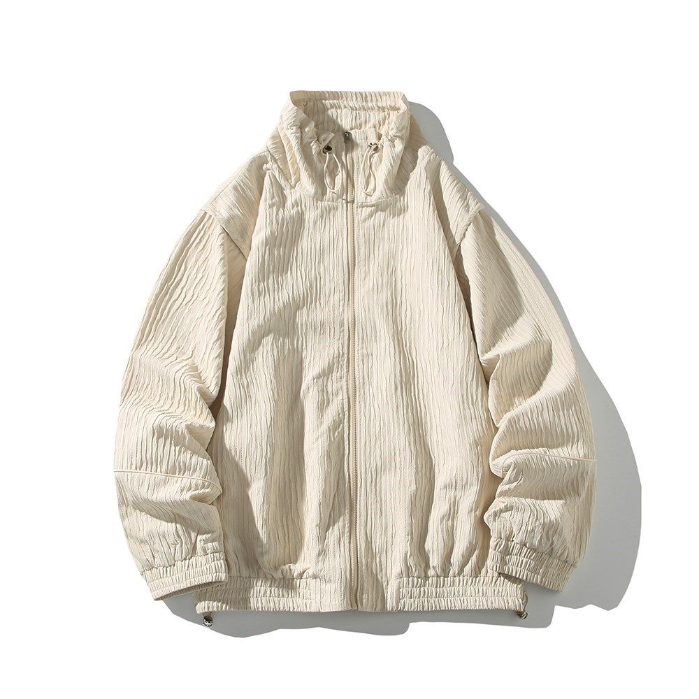 秋装个性夹克青年男宽松休闲外套白底日系可二开6633P88控128，男装夹克，电商A034