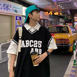 撞色潮短袖polo衫宽松休闲上衣青年印花男装T恤A0342291P45，男装Polo衫，电商A034