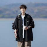 日系cityboy短袖衬衫男生夏季薄款宽松休闲学生帅气港风半袖衬衣，男装衬衫，电商A034