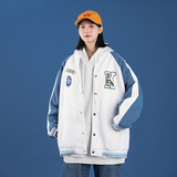 春秋港风宽松贴标棒球服潮男情侣休闲夹克外套中性2259P70控88，男装夹克，电商A034