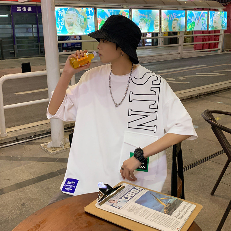 港风男夏款大码半袖T恤上衣短袖T潮学生上衣休闲衫A0342302P30,男装T恤,电商A034