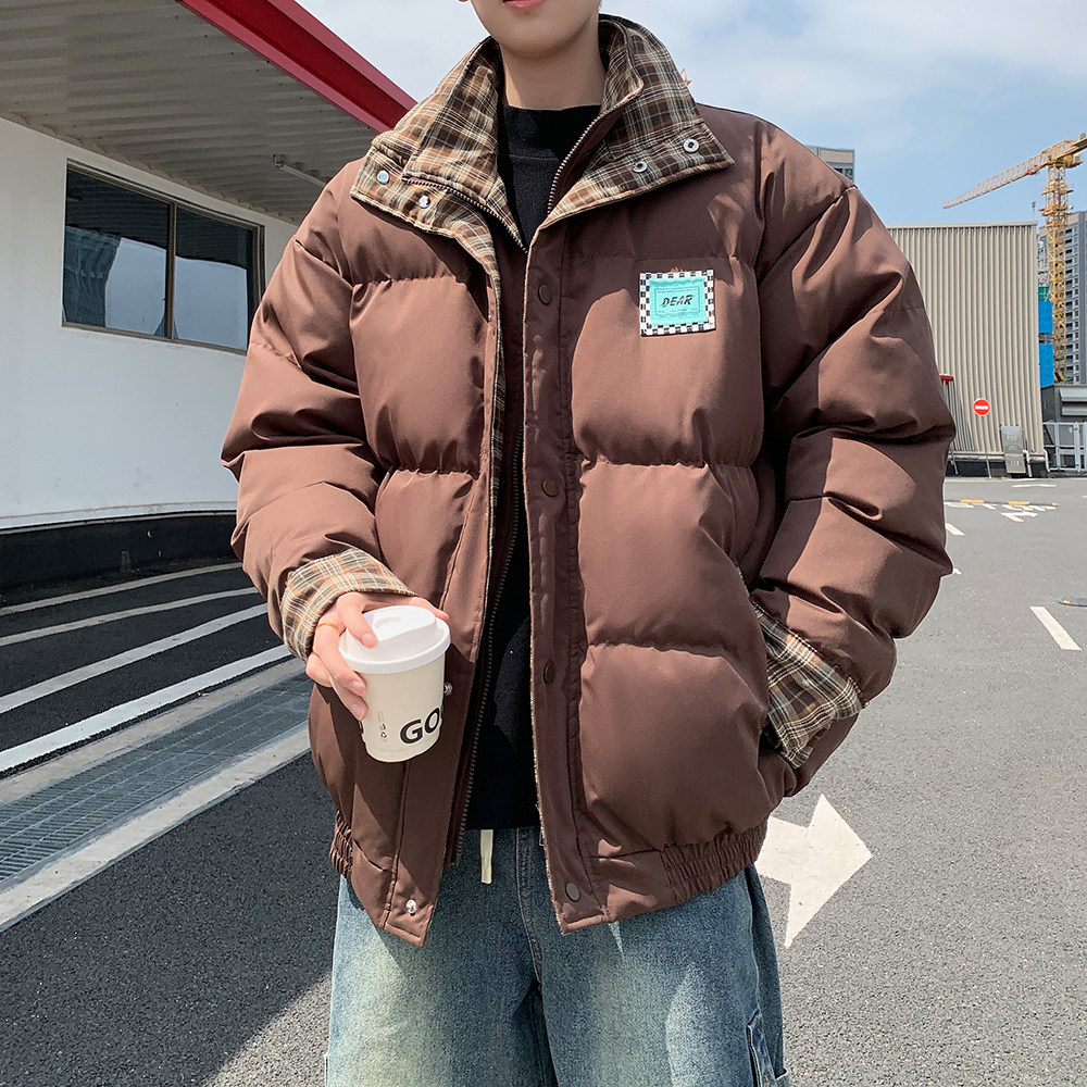 外景日系大码格子棉服双领外套棉袄男帅气棉衣6668P120控178,男装棉衣,电商A034