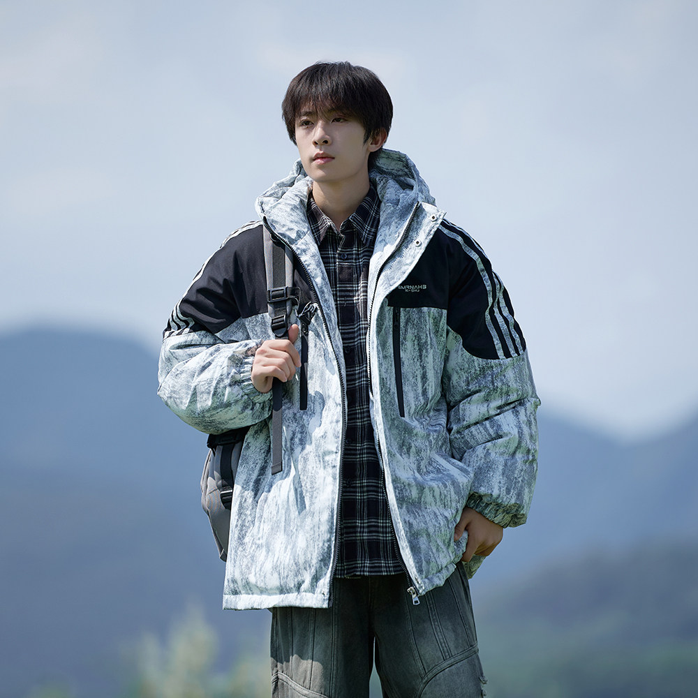 港风冬新款大码连帽棉衣潮男休闲加厚棉服潮牌外套6678P118控168，男装棉衣，电商A034