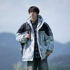 港风冬新款大码连帽棉衣潮男休闲加厚棉服潮牌外套6678 P118控168，男装棉衣，电商A034