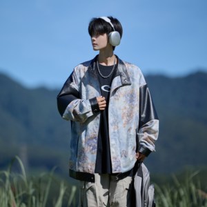 相机片外景2026新款皮衣外套潮男港风原创花夹克 6656 P88控128图片