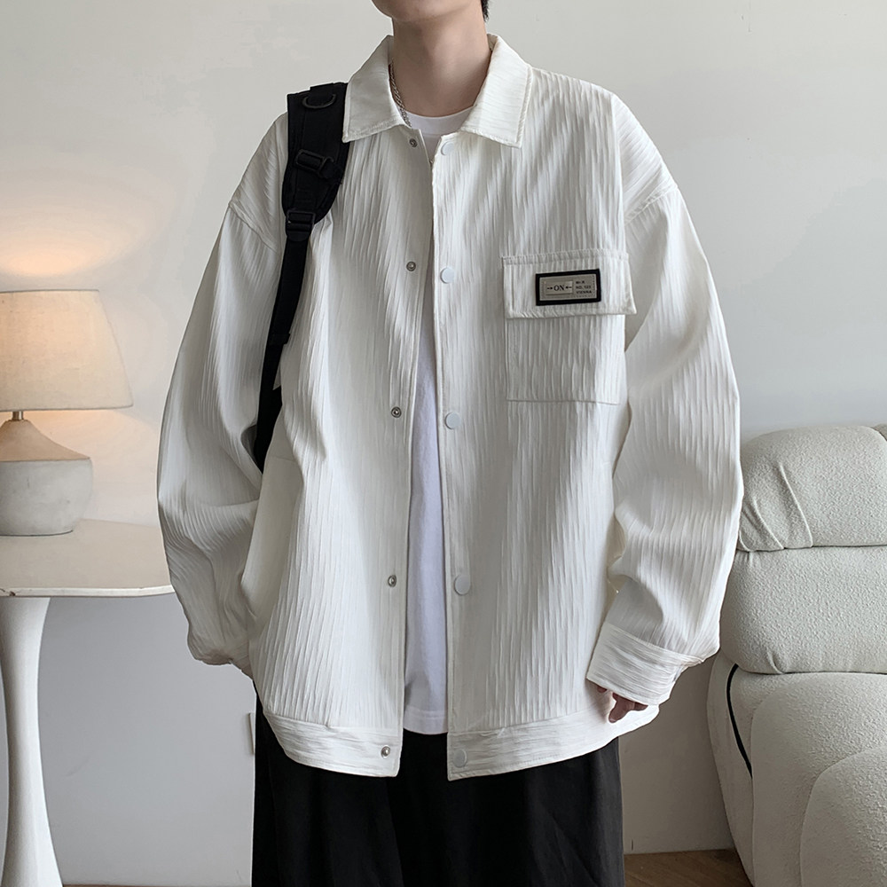 大码简约男款棒球服翻领青年日系夹克港风百搭外套2895P65控98,男装夹克,电商A034