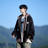 相机片秋季休闲连帽外套撞色潮流刺绣潮男大码夹克6628P98控13，男装夹克，电商A034