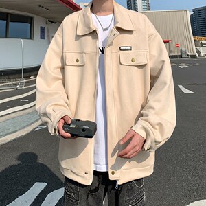 2026新款休闲外套茄克 日系潮男翻领夹克港风外景 888 P78控118图片