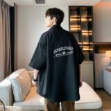 夏款潮男衬衣青年纯色大码短袖衬衫二开港风内景6606P45控58，男装衬衫，电商A034