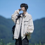 相机片痞帅男大码港风立领外套简约休闲卫衣可二开6653P68控98，女装短外套，电商A034