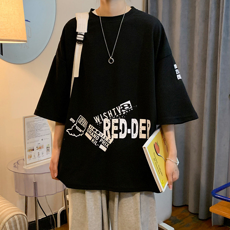 港风男夏装新款T恤上衣短袖T半袖潮宽松打底衫A0342210P30,男装T恤,电商A034