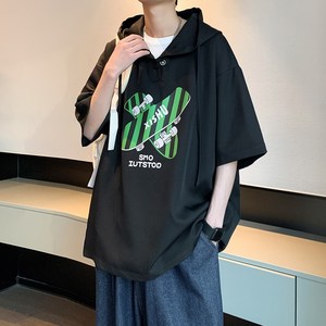 小清新港风休闲衬衫 大码连帽短袖衬衣男港风内景 6613 P48 控68图片
