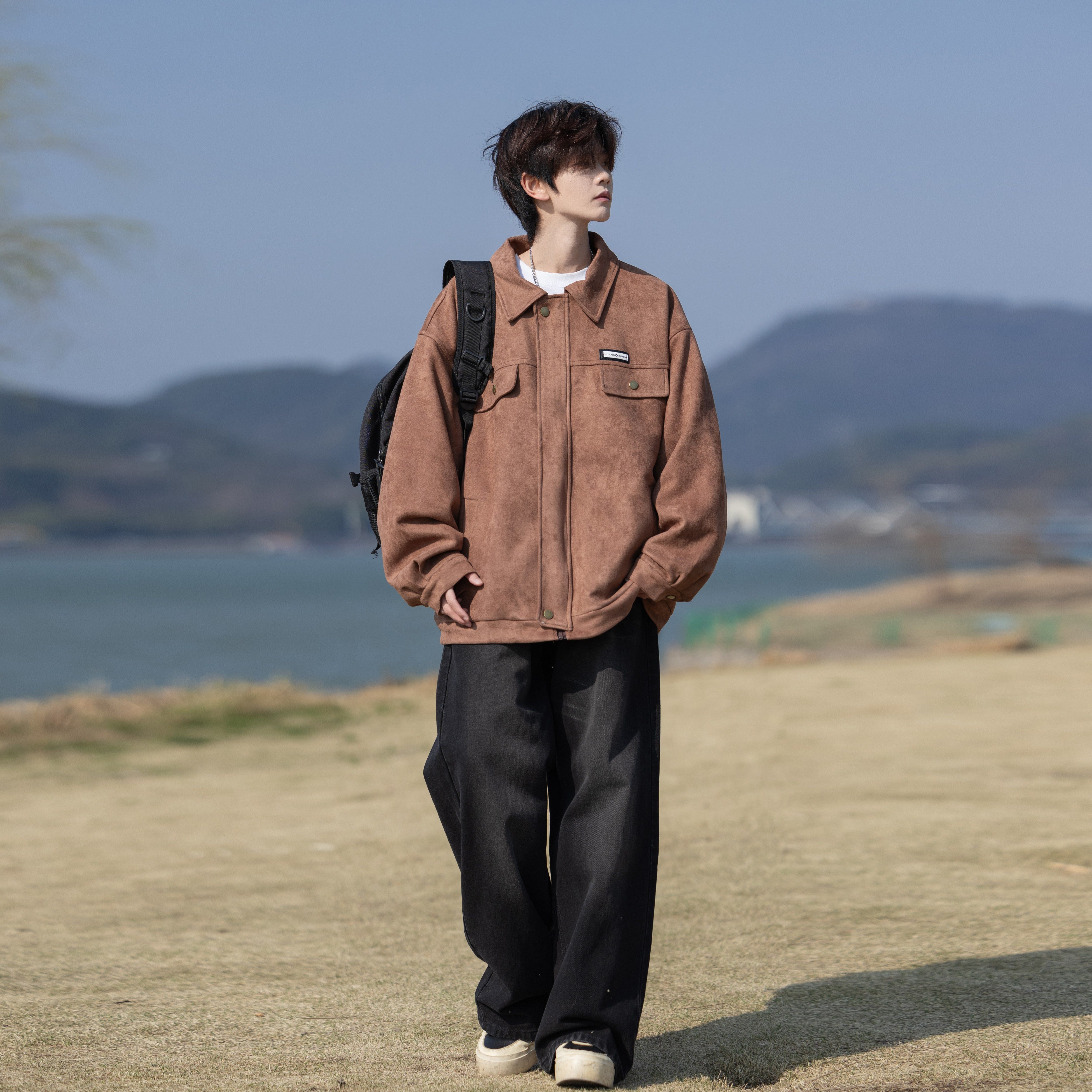 秋新款休闲外套茄克日系潮男纯色夹克相机外景888P78控118,男装夹克,电商A034