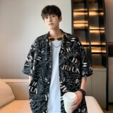 港风内景休闲南亚风夏短袖衬衫男薄款大码花衬衣6623P40控58，男装衬衫，电商A034