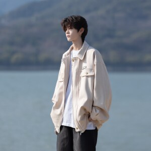 wassup happy日系麂皮绒夹克男士春秋季潮牌复古工装翻领休闲外套图片