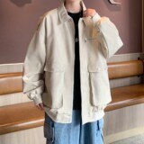 港风外景大码皮衣外套潮男纯色休闲青年机车夹克6655P88控138，男装皮衣，电商A034