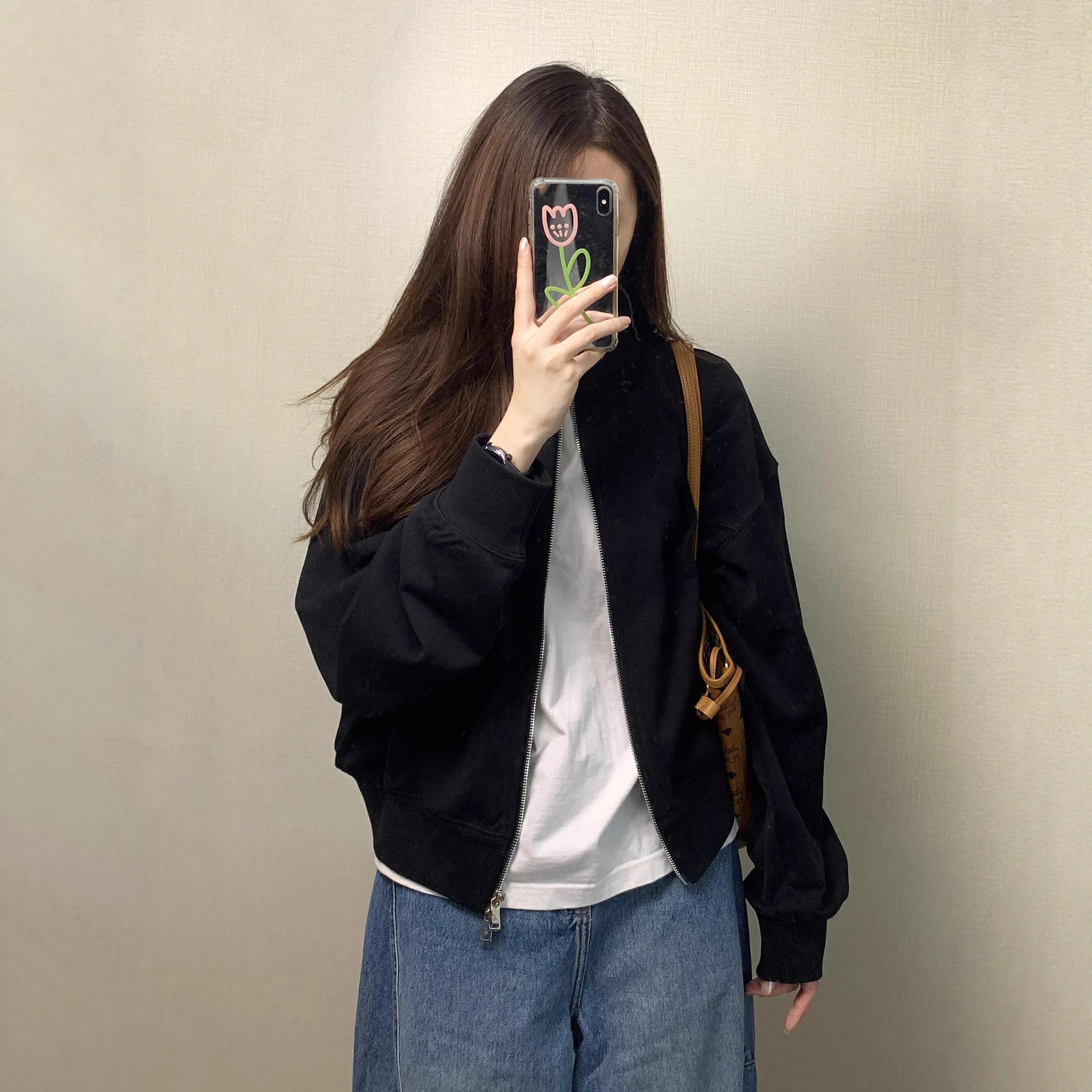2025早秋新款独特超好看小个子短款立领黑色棒球服夹克外套女薄款