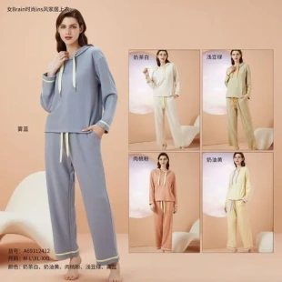 带胸垫春秋款 卫衣抑菌女士睡衣美雅碧家居服奥薇姿可外穿免穿文胸