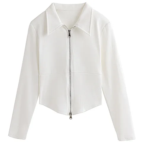 肩正女T恤设计感小众辣妹打底衫POLO领修身内搭春秋上衣长袖短款