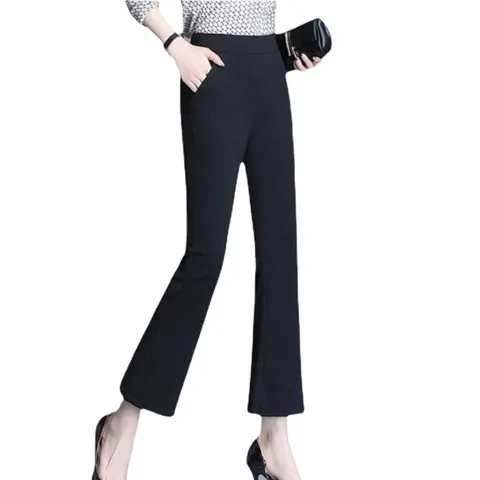 显高微喇叭裤小个子裤子搭配春秋155矮西装薄款垂感150高腰九分女