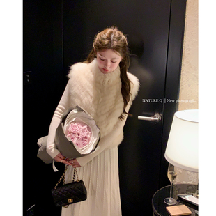 杨小卷 贵气千金感1oo狐狸毛立领皮草马甲女短款毛毛外套冬季