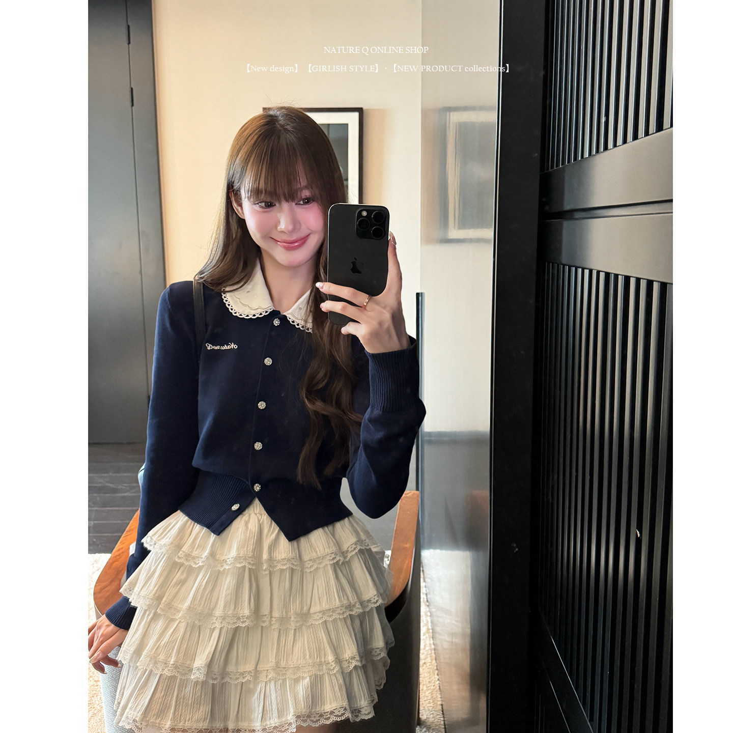 杨小卷 1oo棉miu里miu气针织开衫长袖娃娃领上衣秋少女千金风穿搭图片