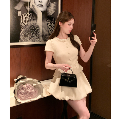 杨小卷 富家千金感小香风套装女春夏显瘦收腰外套花苞裙miu系穿搭