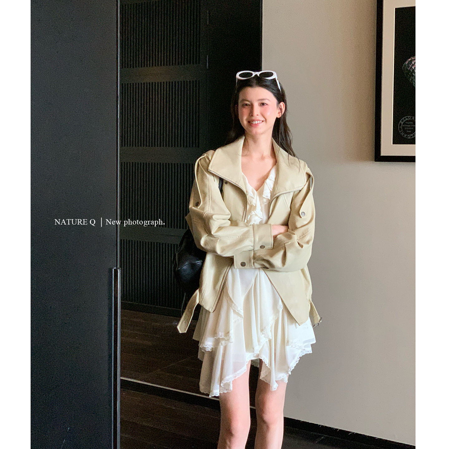 杨小卷 法式复古甜酷少女皮衣宽松环保PU皮夹克外套短款工装风衣图片