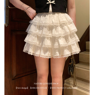 杨小卷 芭蕾少女风提花蛋糕裙半身裙女蕾丝花边蓬蓬裙短裙 1oo棉