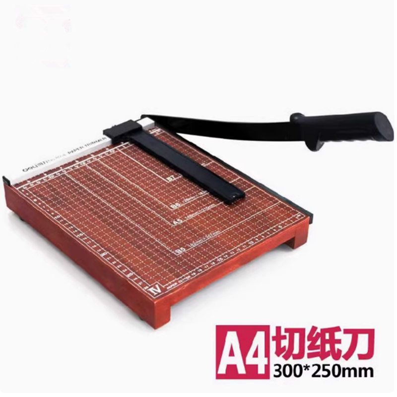 得力8004办公切纸刀A4A3文件名卡片相片照片切割器木质手动裁纸刀
