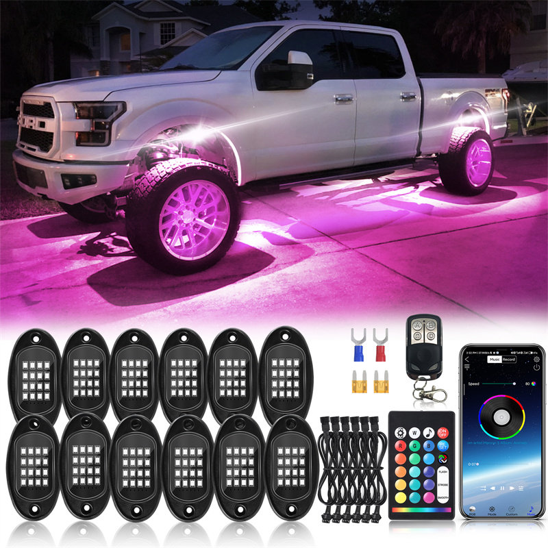 新款LED分段式底盘灯蓝牙无线遥控RGB多色摇滚灯适用于JEEP卡车