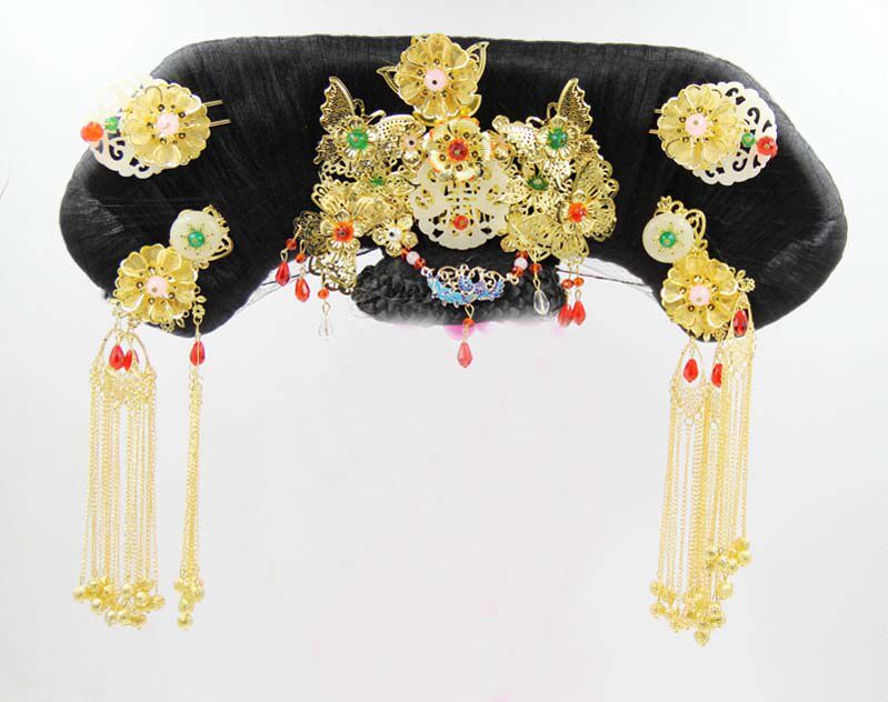 古装 步步惊心头饰清朝福晋旗头格格帽若兰旗头假发配件凤冠额饰