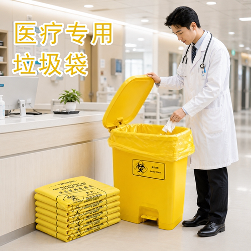 医疗垃圾袋大号商用废黄色诊所用物医废袋加厚手提式废弃物收纳袋