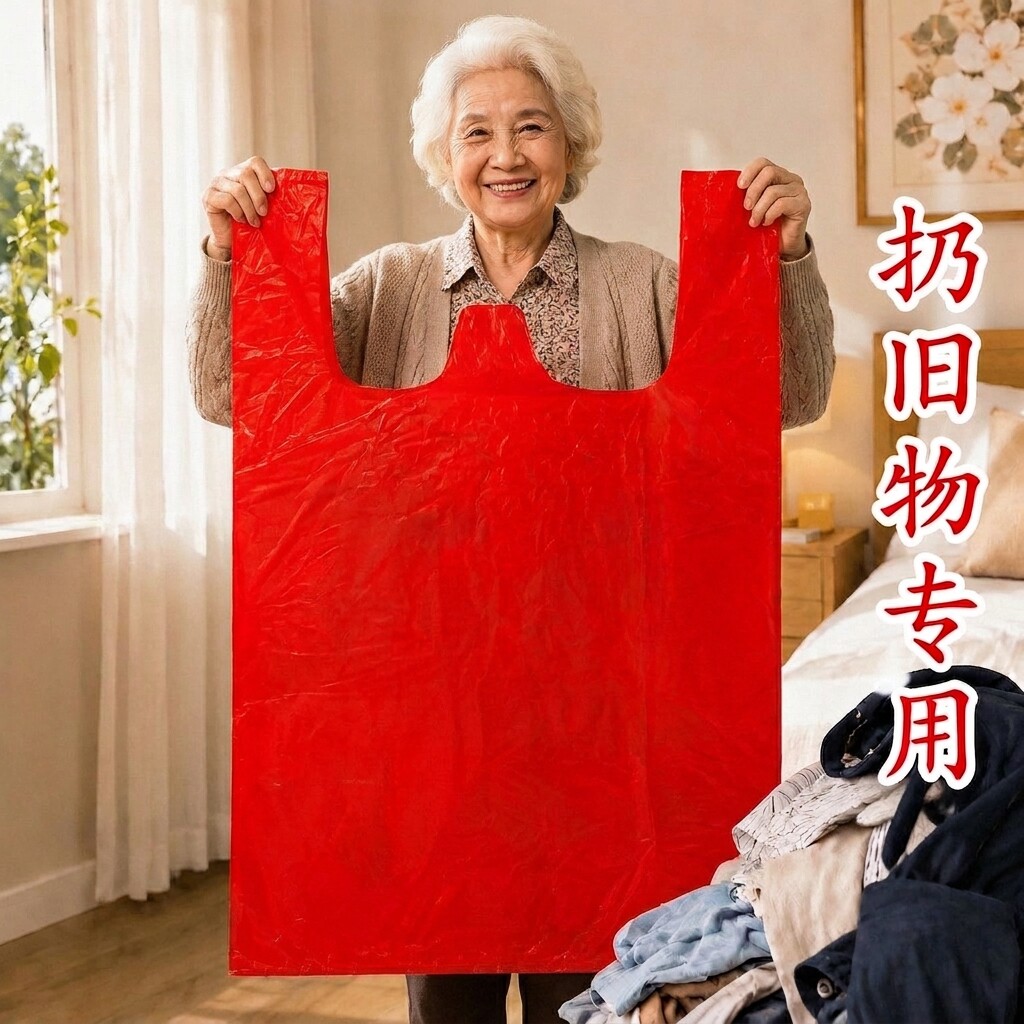 除秽扔旧红袋红色断舍离塑料袋图片
