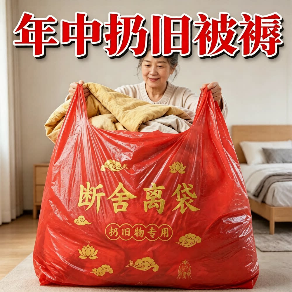 丢旧被褥红袋断舍离家用手提式图片