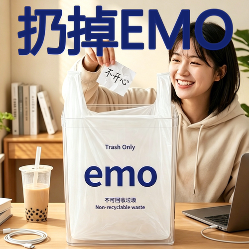 情绪回收站「扔掉EMO」垃圾袋家用加厚背心式手提不脏手大号艾草
