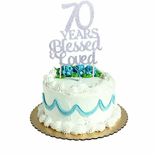 70 years blessed loved cake topper for 70th birthda