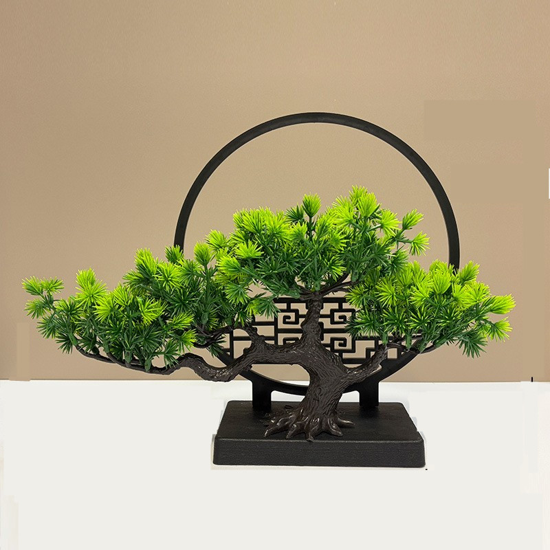 仿真迎客松植物盆栽居装饰品摆件