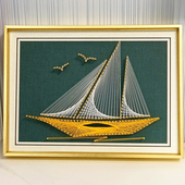 饰 一帆风顺 缠绕画 学生手工作业 客厅装 钉子绕线画diy 团建活动