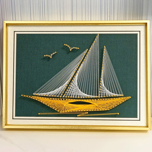 一帆风顺 钉子绕线画diy 团建活动 学生手工作业 客厅装饰 缠绕画
