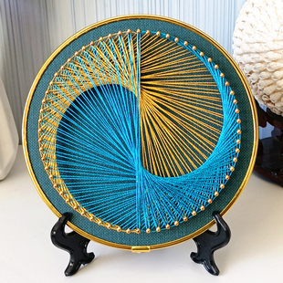 几何图形细框 钉子绕线画 抽象缠绕画 学生作业 手工活动 diy材料