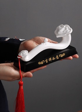 创意手工陶瓷如意带底座