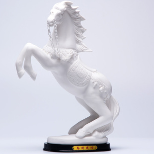 德化白瓷骏马艺术陶瓷马摆件客厅书房办公室装饰十二生肖工艺品
